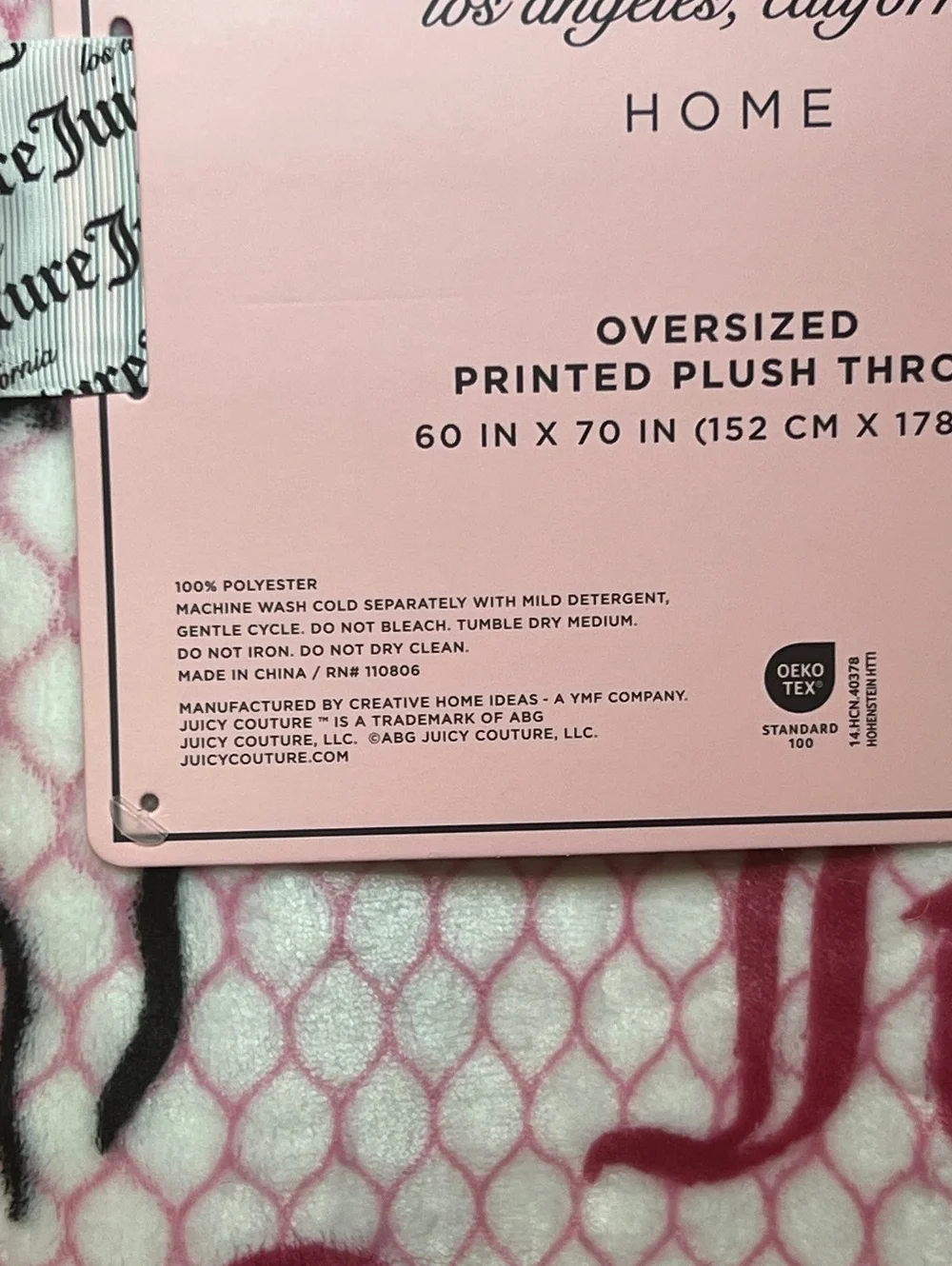 Juicy Couture Pink Bow Throw Blanket Halloween NWT